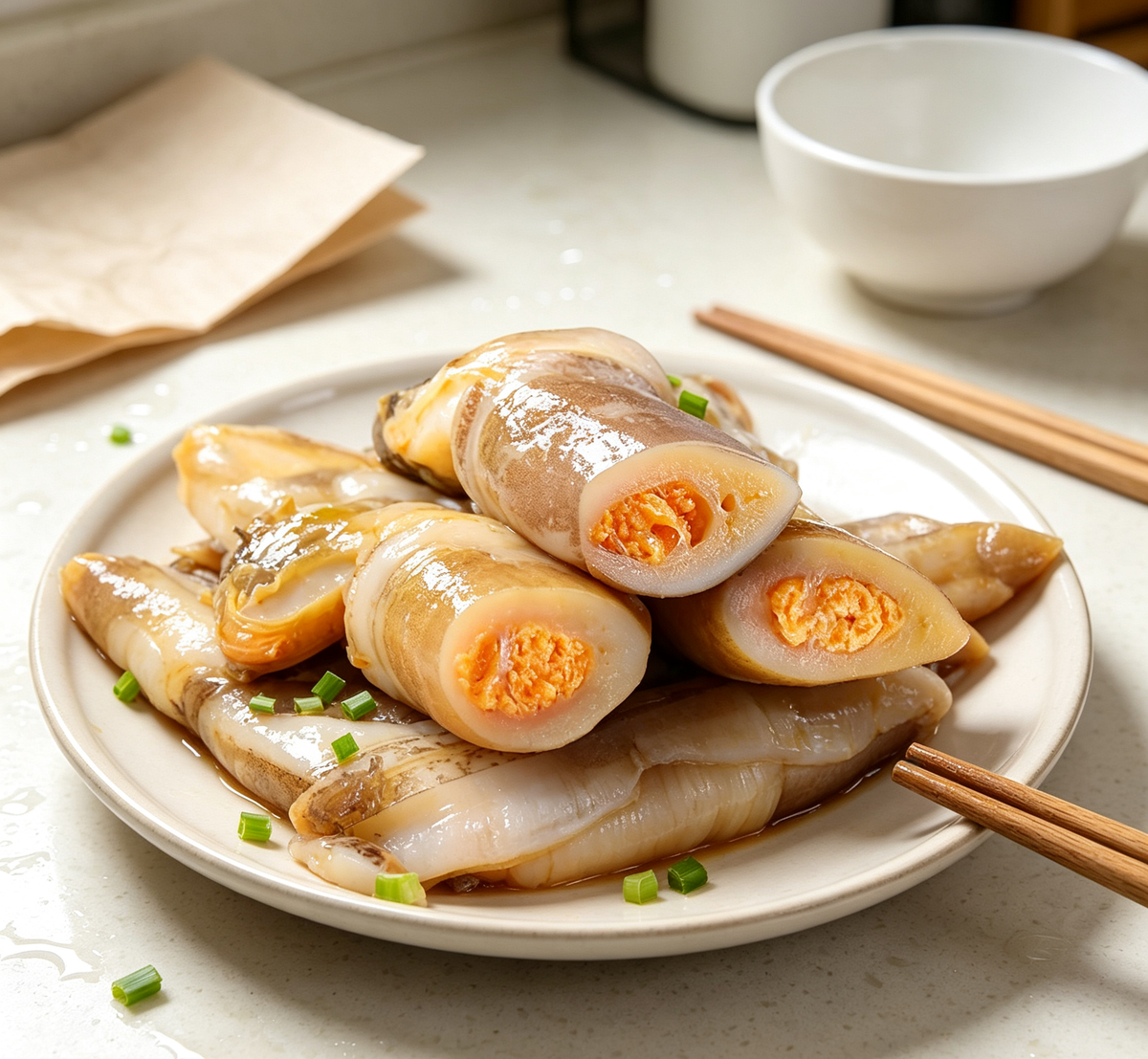 Steamed Razor Clams with Succulent Filling